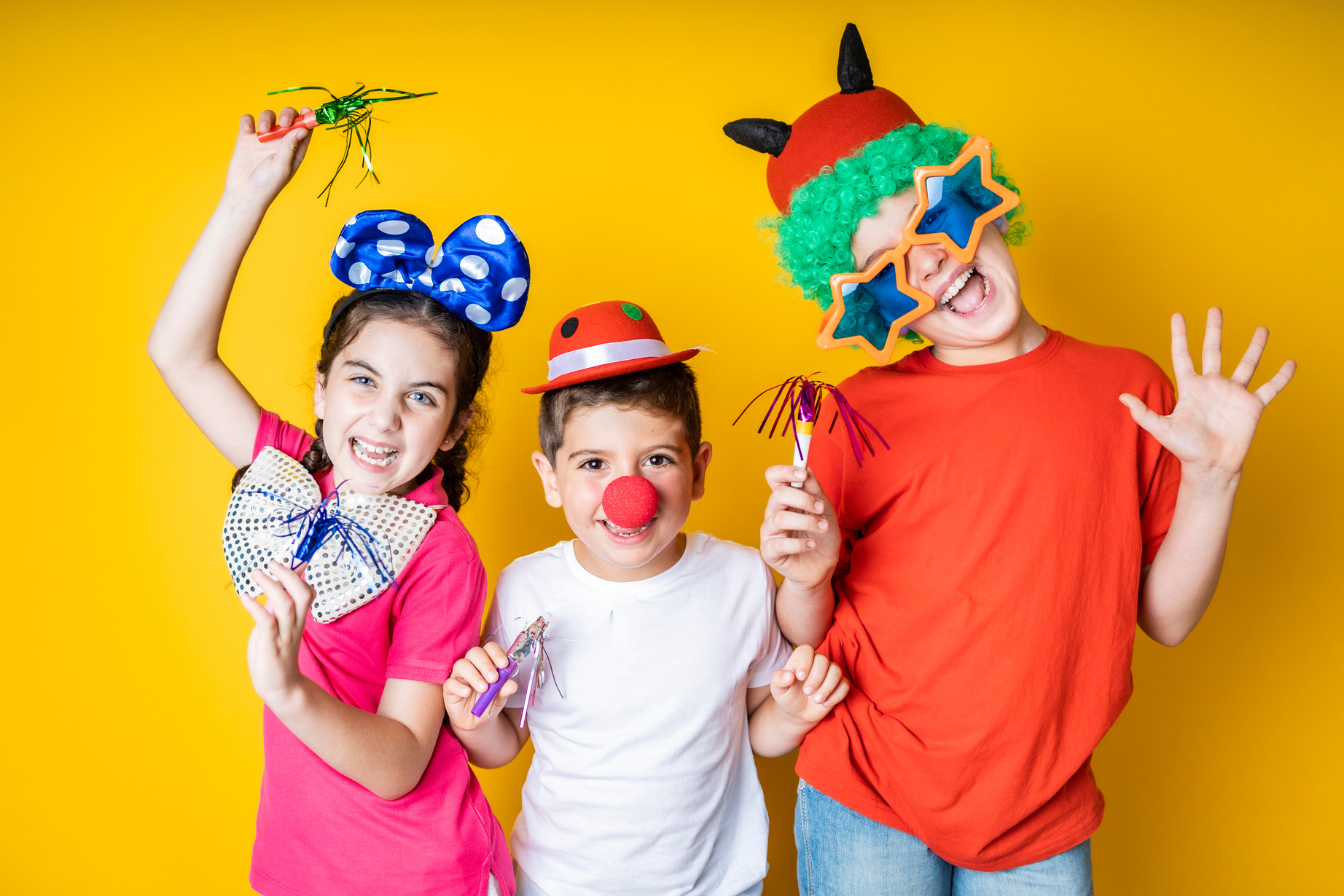 Group of Children Wearing Photo Booth Props